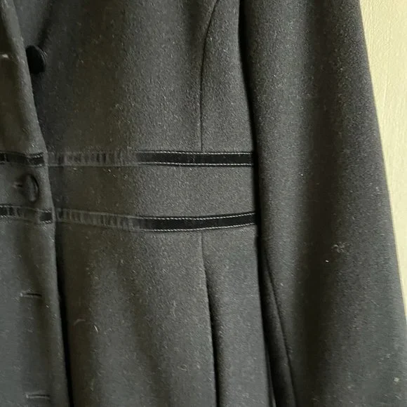 Black wool blend pea coat - Picture 2 of 6